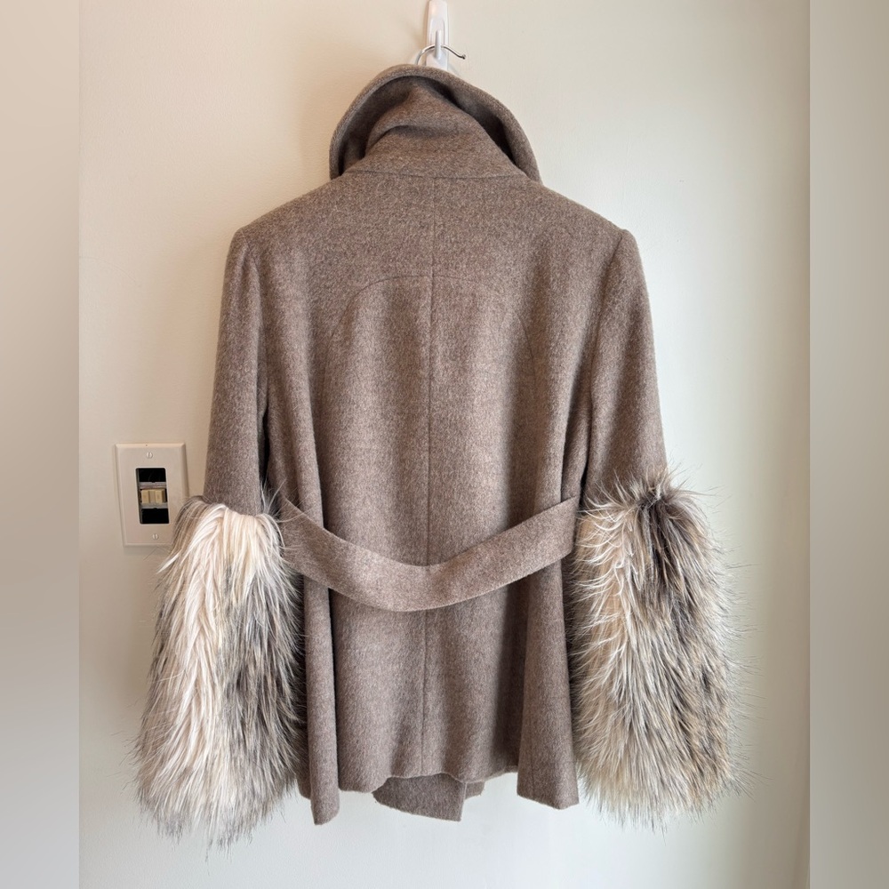DREW for ANTHROPOLOGIE Wool blend jacket coat with faux fur sleeves size Small - Picture 4 of 12